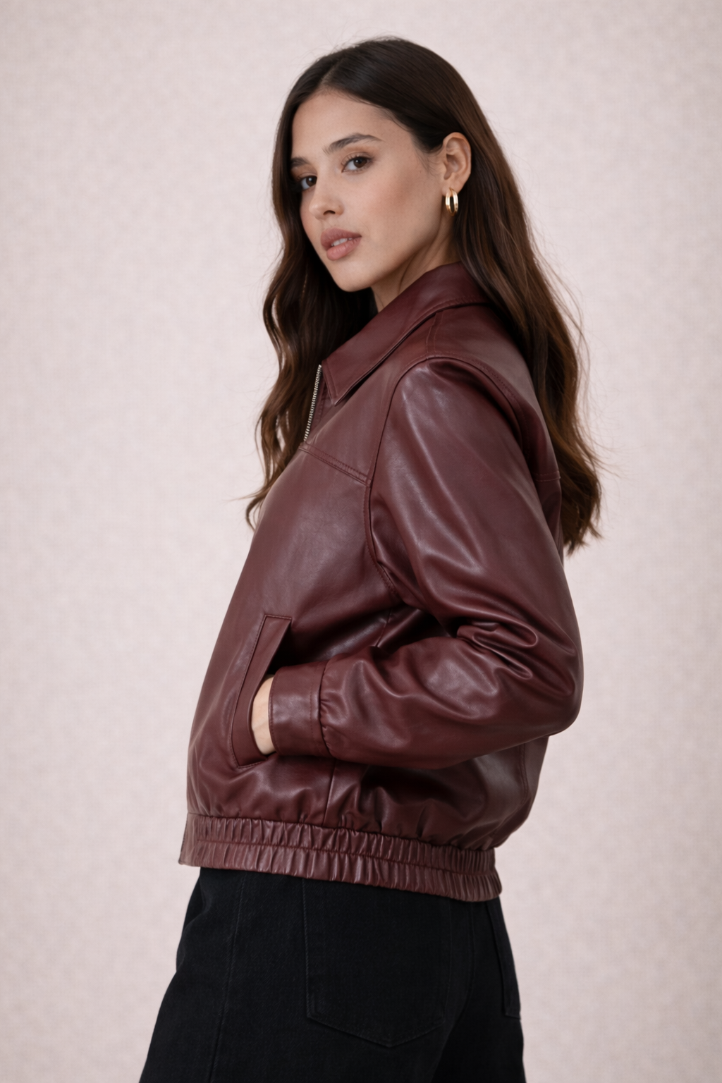 Retro Wine Red Leather Jacket