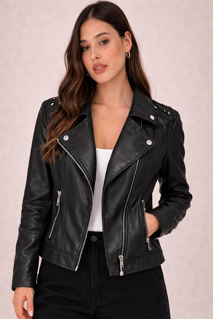 Rivet Leather Jacket Spring
