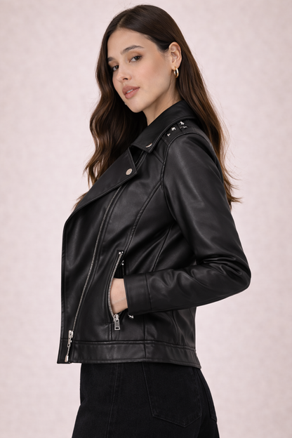 Rivet Leather Jacket Spring