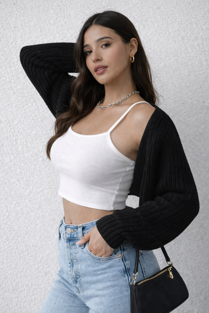 Cropped Cardigan Long Sleeve