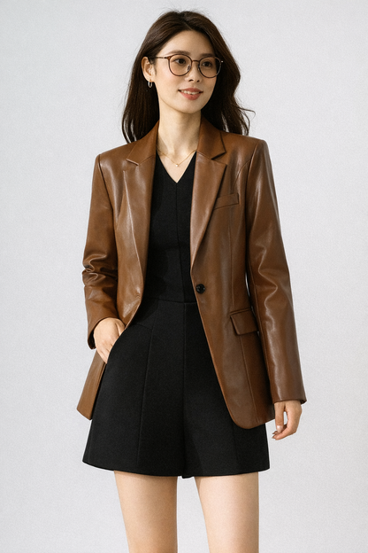 Smooth Leather Suit Jacket